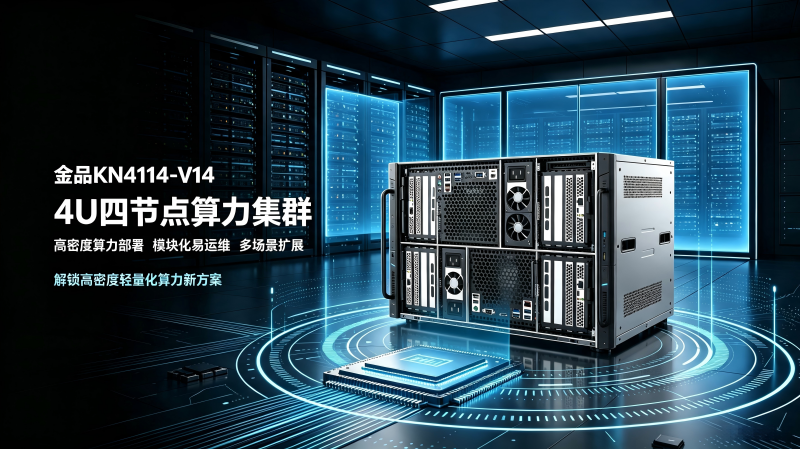 金品KN 4114—V14｜4U四节点算力集群，解锁高密度轻量化算力新方案