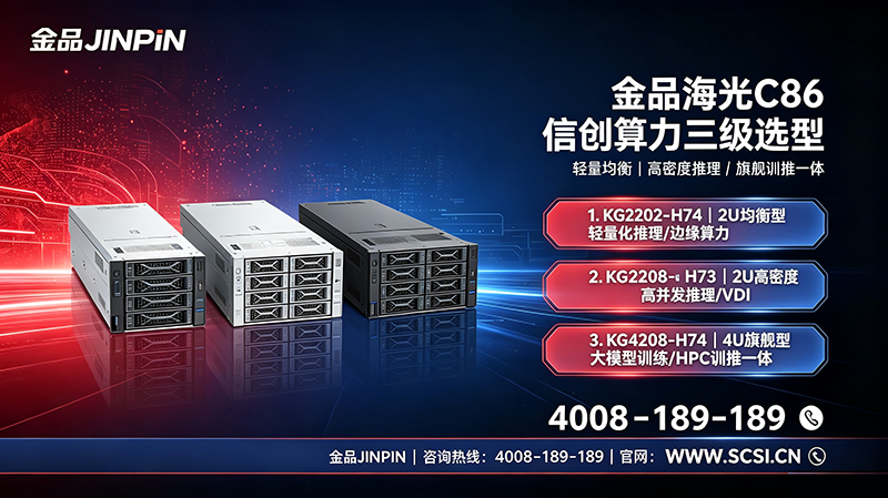 信创算力三级选型指南｜金品KG2202-H74/KG2208-H73/KG4208-H74三款海光C86服务器横向对比